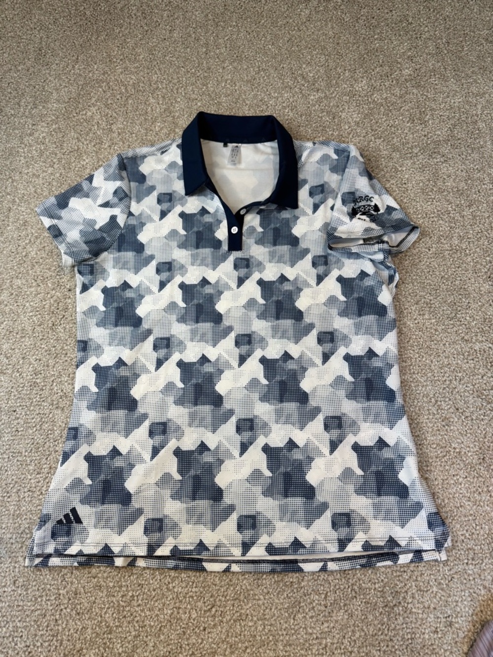 adidas Navy and White Athletic Polo Shirt- NWOT- Girls Large